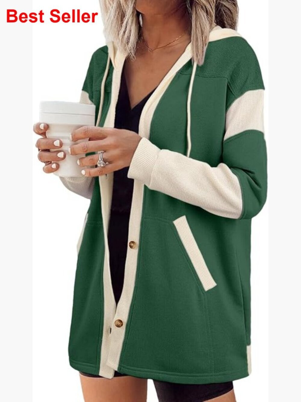 Long Sleeve Button Down Hoodie Shackets for Women Casual Fall Fashion with